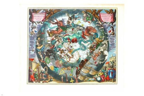 celestial HARMONIA macrocosmica of ANDREAS CELLARIUS old world plate 24X36