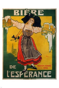 BIERE DE L'ESPERANCE vintage ad poster DANCING GIRL traditional dress 24X36