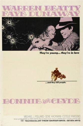 BONNIE AND CLYDE classic movie poster GANGSTERS DUNAWAY and BEATTY 24X36 hot