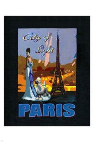 paris - city of light VINTAGE TRAVEL POSTER eiffel tower POODLE 24X36 rare