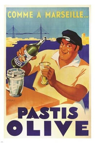 PASTIS OLIVE comme a marseille ALCOHOL vintage FRENCH AD POSTER 24X36 hot