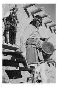 INDIAN descending stairs with drum dance PHOTO POSTER new mexico 1942 24X36