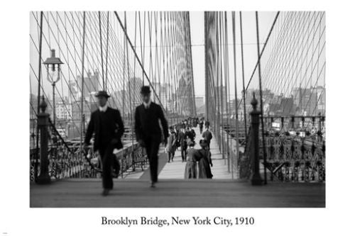 BROOKLYN BRIDGE new york city ADORNING 1910 VINTAGE photo poster 24X36