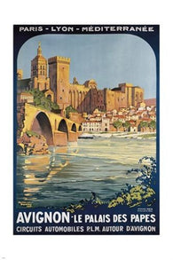 AVIGNON vintage tourism poster FRENCH CASTLE BRIDGE 24X36 oceanside vista
