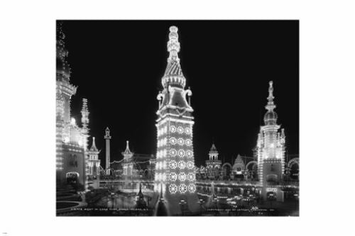 luna park at night PHOTO POSTER coney island NEW YORK 1905 24X36 rare image