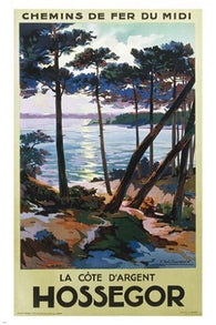 hossegor la cote d'argent VINTAGE FRENCH TRAVEL POSTER lovely coast 24X36