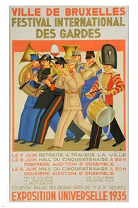 ville de bruxelles INTERNATIONAL FESTIVAL OF SOLDIERS vintage poster 24X36