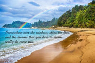 RAINBOW OVER TROPICAL BEACH Inspirational poster QUOTE ABOUT DREAMS 24X36