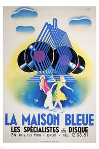 LA MAISON BLEUE disc specialists VINTAGE ad poster DANCE ROMANCE 24X36 rare