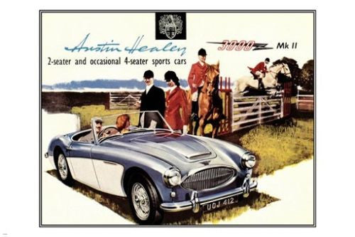 Austin Healey 3000 Sports Car Poster 1959-1968 Classy British Design 24X36