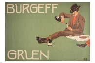 vintage art poster BURGEFF GRUEN picnic wine BLACK HAT unique casual 24X36