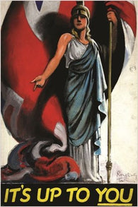IT'S UP TO YOU (WAR EFFORT, BRITTANIA) vintage war poster TOM PURVIS 24X36