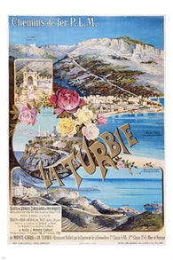 MONACO la turbie VINTAGE FRENCH TOURISM poster PRIZED coastline NEW 24X36