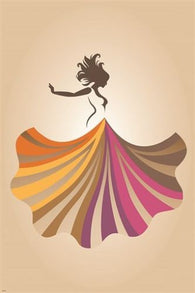 FREESTYLE WOMAN FLOWING HAIR COLORFUL SKIRT vintage art poster unique 24X36