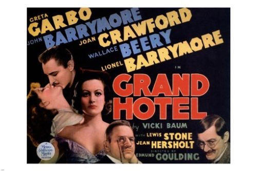 grand hotel movie poster w/GARBO & BARRYMORE edmund GOULDING 1932 24x36 new