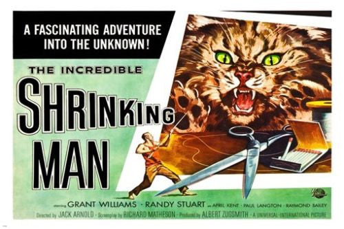 the INCREDIBLE shrinking MAN movie POSTER guy  vs. cat SUSPENSE hot 24X36
