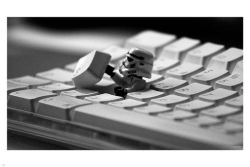 STARWARS IMPERIAL stormtrooper hiding under keyboard POSTER 24X36 ironic