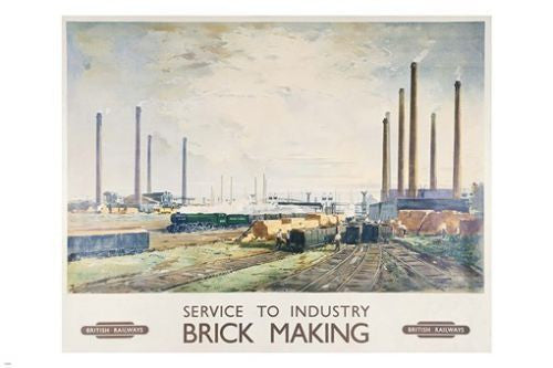 vintage brick making poster for BRITISH AIRWAYS factory INDUSTRY 24X36 new