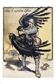 FRENCH WAR PROPAGANDA depicting soldier strangling IMPERIAL EAGLE 24X36 BOLD