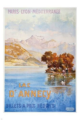 LAC D'ANNECY vintage french train travel poster BEAUTIFUL NATURAL 24X36 NEW