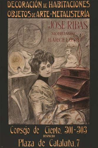 RAMON CASAS jose ribas VINTAGE AD POSTER mobiliario barcelona 24X36 NEW