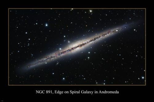 NGC 891 Edge on Spiral Galaxy in Andromeda HUBBLE SPACE IMAGE POSTER 24X36