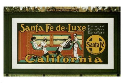 SANTA fe DELUXE billboard VINTAGE poster UNITED States 24X36 TRAIN travel
