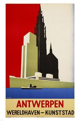 ANTWERPEN-wereldhaven-kunststad VINTAGE travel poster SHIP 24X36 new RARE