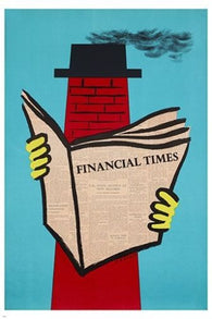 financial times NEWSPAPER vintage poster ERWIN FABIAN artist UNUSUAL 24X36