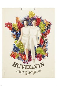 BUVEZ DU VINE et vivez joyeux FRENCH VINTAGE AD POSTER prized colorful 24X36