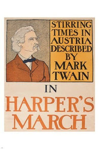 MARK TWAIN stirring time in austria HARPER'S MARCH vintage mag poster 24X36