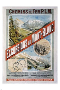 vintage french tourism poster MONT-BLANC wilderness MOUNTAINS 24X36 RARE