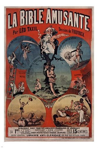 LA BIBLE AMUSANTE (the funny bible) french ad poster PRIZED HUMOR 24X36 rare