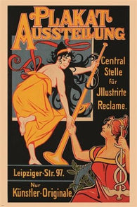 PLAKAT AUSSTELLUNG vintage german ad poster DRAMATIC ART DECO colorful 24X36