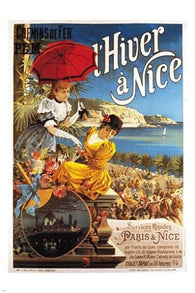 winter in nice france VINTAGE TOURISM POSTER classy ladies COUNTRYSIDE 24X36