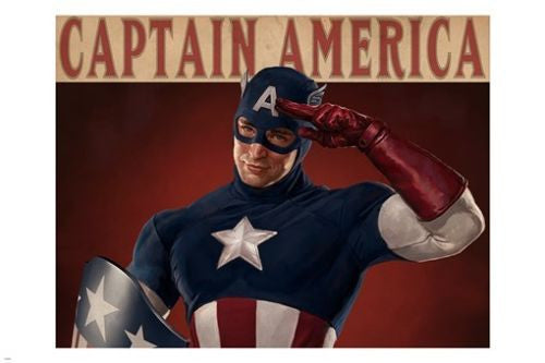 vintage CAPTAIN AMERICA POSTER red white and blue ACTION FIGURE 24X36 rare