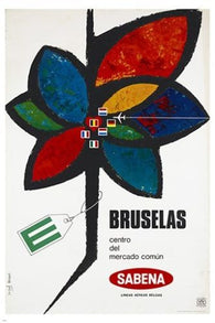 SABENA BRUSELAS centro del mercado VINTAGE ad poster MODERN ART 24X36 new