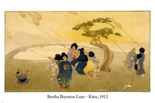KITES vintage poster BERTHA BOYNTON LUM 1913 24X36 japanese scene GRACEFUL