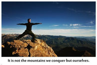 INSPIRATIONAL POSTER yoga on mountain top MOTIVATIONAL QUOTE open sky 24X36