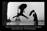 classic PARIS DANCE IN THE RAIN inspirational poster 24X36 Hemingway QUOTE