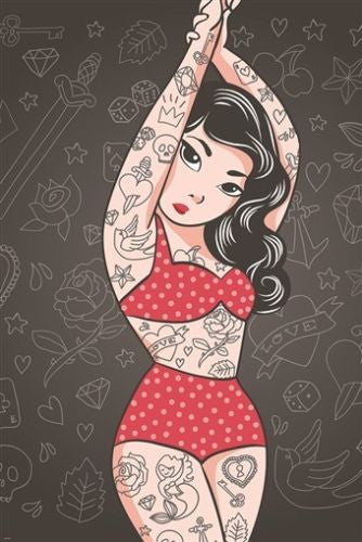 TATTOO pin-up polka dot woman ART POSTER symbols designs SEXY 24X36 rare