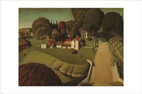 BIRTHPLACE OF HERBERT HOOVER grant wood VINTAGE painting ART poster 24X36