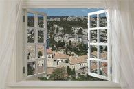 Window Onto Old French Village SCENIC POSTER 24X36 Terracotta Roofs NEW