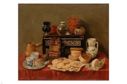 antonio de pereda STILL LIFE WITH AN EBONY CHEST 24X36 fine art poster RARE