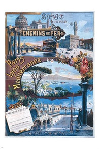 french railways VINTAGE MEDITERRANEAN TRAIN TRAVEL paris lyons 24X36 NEW