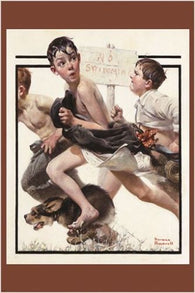 NO SWIMMING vintage painting art poster NORMAN ROCKWELL animated FUNNY 24X36