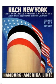 vintage travel poster HAPAG NY ETBAUER hamburg-america line COLLECTORS 24X36