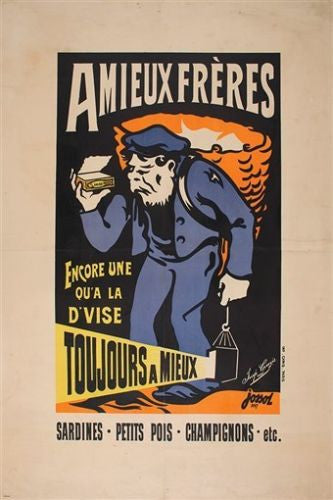 AMIEUX FRERES vintage french ad poster HENRI-GUSTAVE JOSSOT unique 24X36