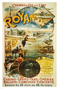 VINTAGE TRAVEL POSTER royan france COLLECTORS OCEANSIDE top quality 24X36