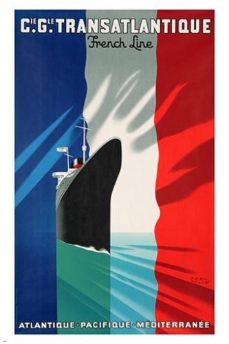 compagnie generale transatlantique VINTAGE TRAVEL POSTER french ship 24X36